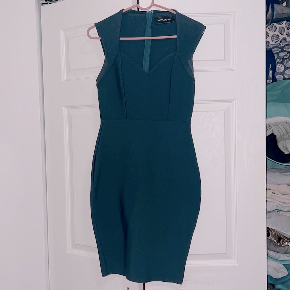 AKIRA green midi bodycon dress